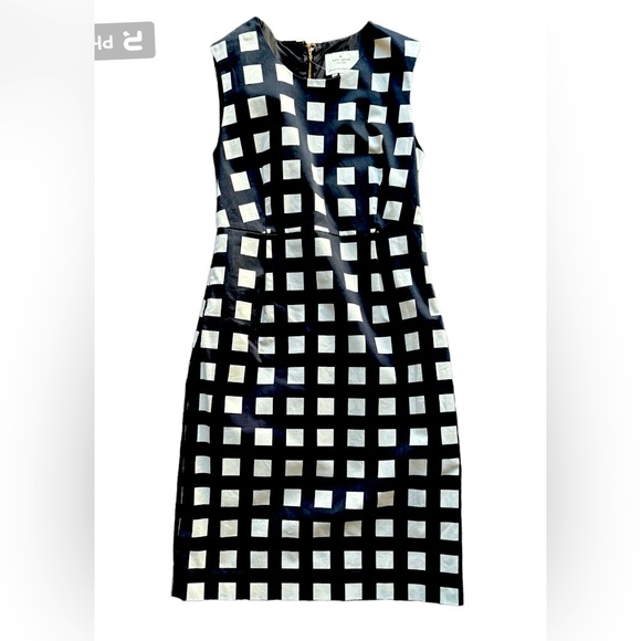 Kate Spade Size 2 Black and White Sheath Lined Cotton Dress - Picture 2 of 4